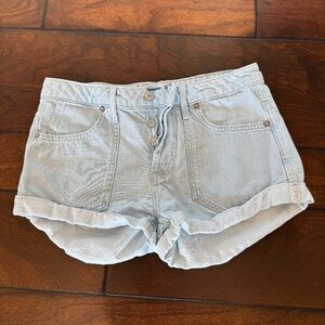 We The Free cropped, cuffed denim shorts in light blue wash